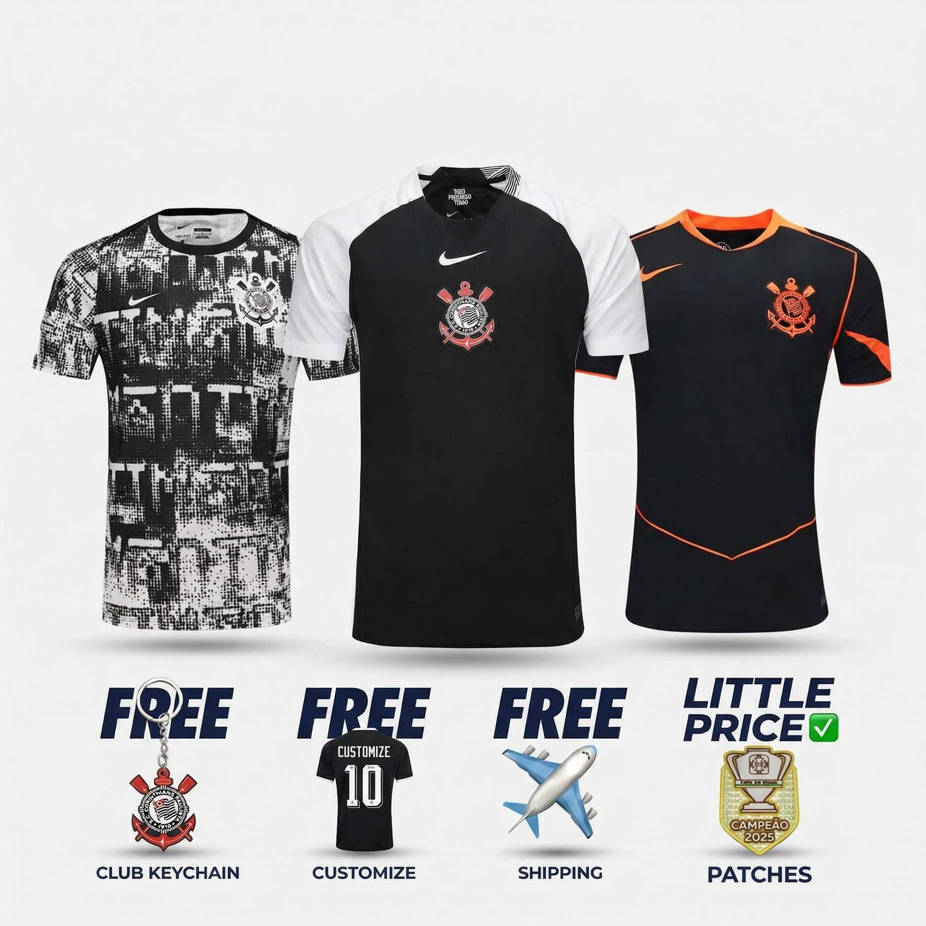 COMBO Corinthians 2026 Campeão - Pre Match, Home, Third