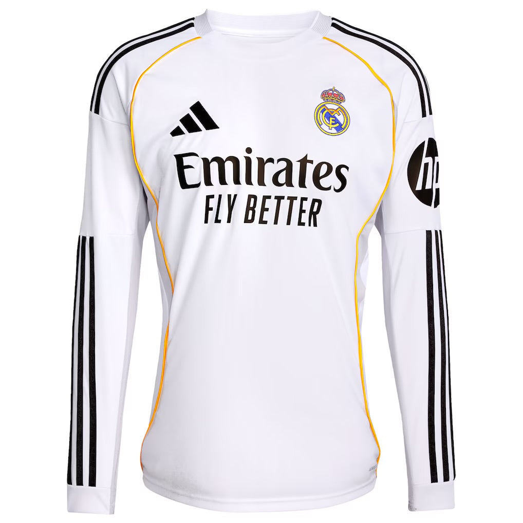 Real Madrid Home Long Sleeve Fan Jersey 2025/26