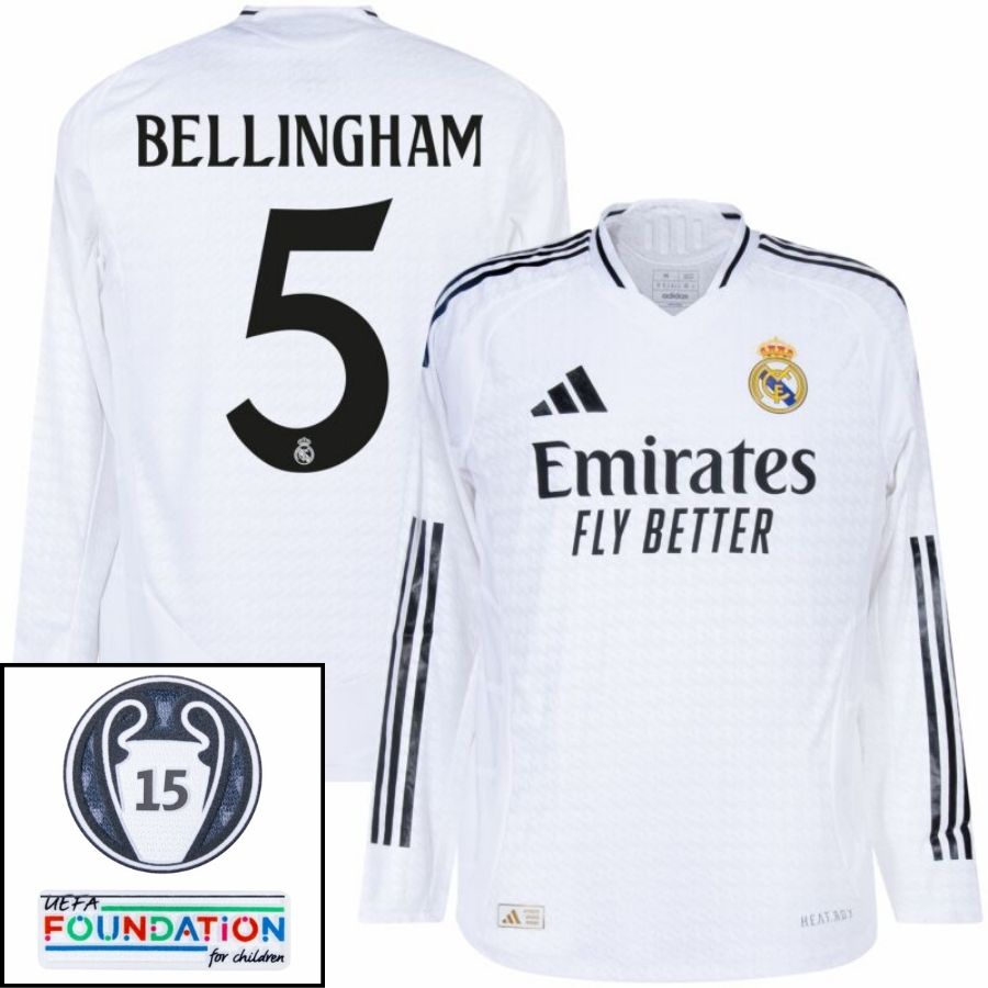 Real Madrid Bellingham 5 Home Fan Jersey Long Sleeve