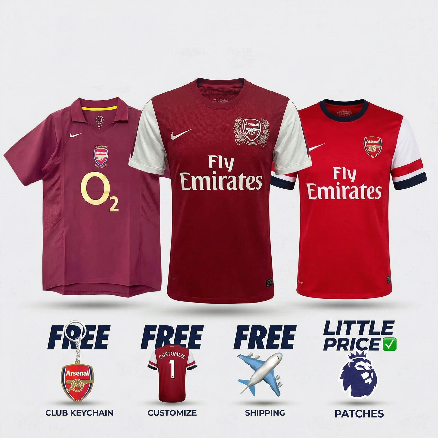 COMBO Arsenal Retro - Home 05/06, Home 11/12, Home 12/13